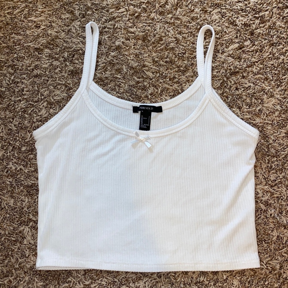 Forever 21 White Strappy Bow Crop Top